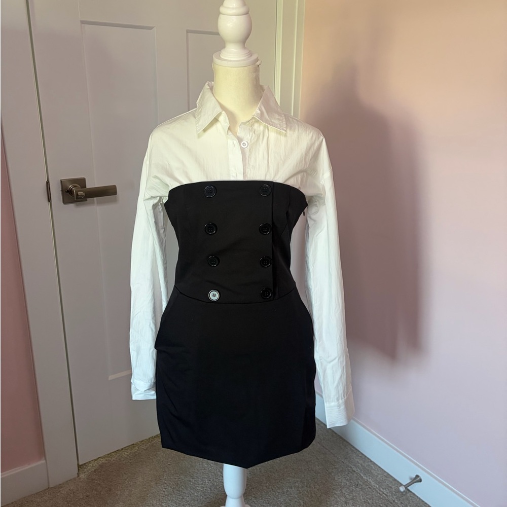 Forever 21 White Button-Front Top with Brand Tag